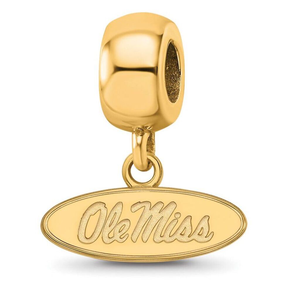 14k Gold Plated Silver U. of Mississippi Ole Miss XS Dangle Bead Charm